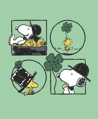 Men's Snoopy Peanuts Lucky St. Patrick's Strip Crewneck T-Shirt