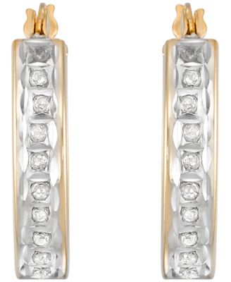 Diamond Hoop Earrings (0.01 ct. t.w.) in 18k Yellow Gold Over Sterling Silver