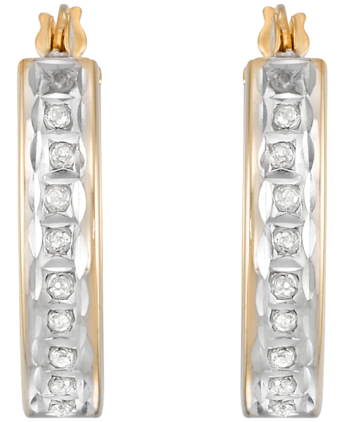 Macy's Diamond Hoop Earrings (0.01 ct. t.w.) in 18k Yellow Gold Over Sterling Silver