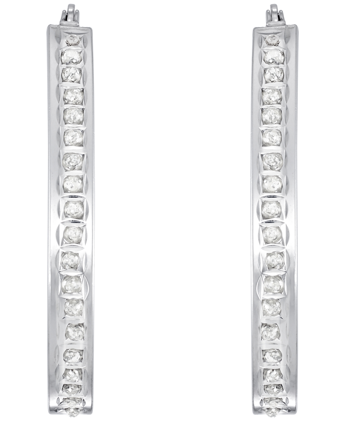Macy's Diamond Hoop Earrings (0.01 ct. t.w.) in Sterling Silver