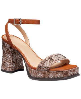 COACH - Women's Crystal Signature Jacquard Platform Sandals