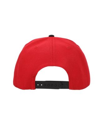 Men's Mask Rubber Badge Red Flat Bill Baseball Cap