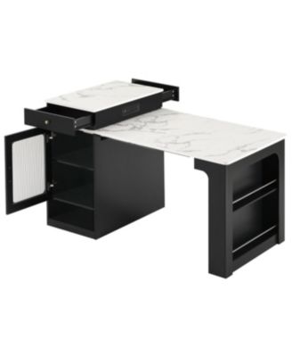 59.5" Extendable Kitchen Island with Dining Table & Storage