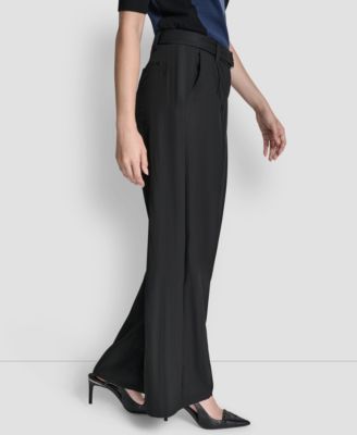 Women's Belted Front Seam Twill Pants