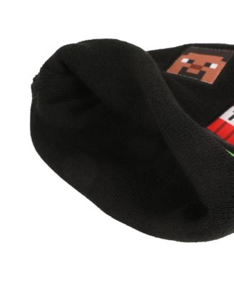 Men's Printed Character Patches Black Cuff Beanie