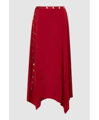 Women's Crepe Hanky Hem Eyelet Maxi Skirt
