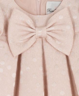 Baby Girls' Short-Sleeve Dotted Brocade Social Dress