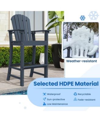 Set of 2 HDPE Counter Height Bar Stools for Outdoor Patio