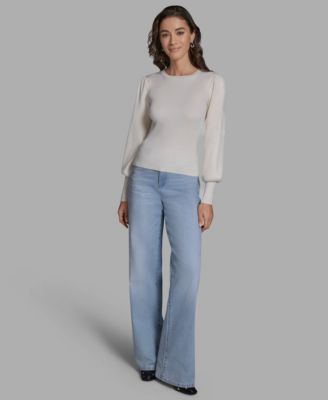 Women's Crewneck Long Balloon-Sleeve Sweater