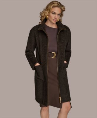 Women's Zip Front High Collared Coat