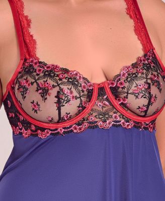 Plus Size Gypsy Lace and Microfiber Babydoll Lingerie Set