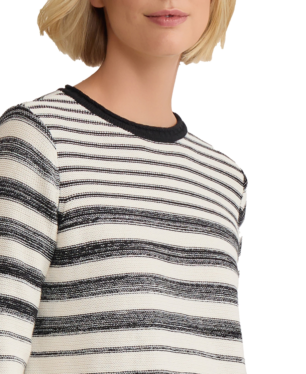 Jones New York Women's Striped Crewneck Sweater
