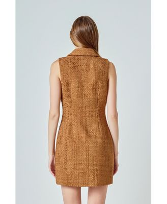 Women's Tweed Collared Mini Dress