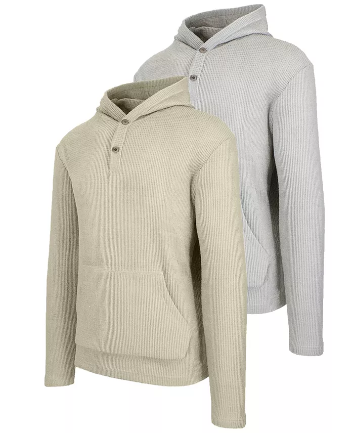 Men's Regular-Fit Waffle Knit Thermal Henley Hoodie, 2-Pack - thumbnail 10
