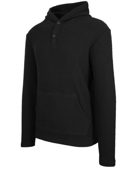 Мужское худи Blue Ice Regular-Fit Waffle Knit Thermal Henley, цвет: Чёрный