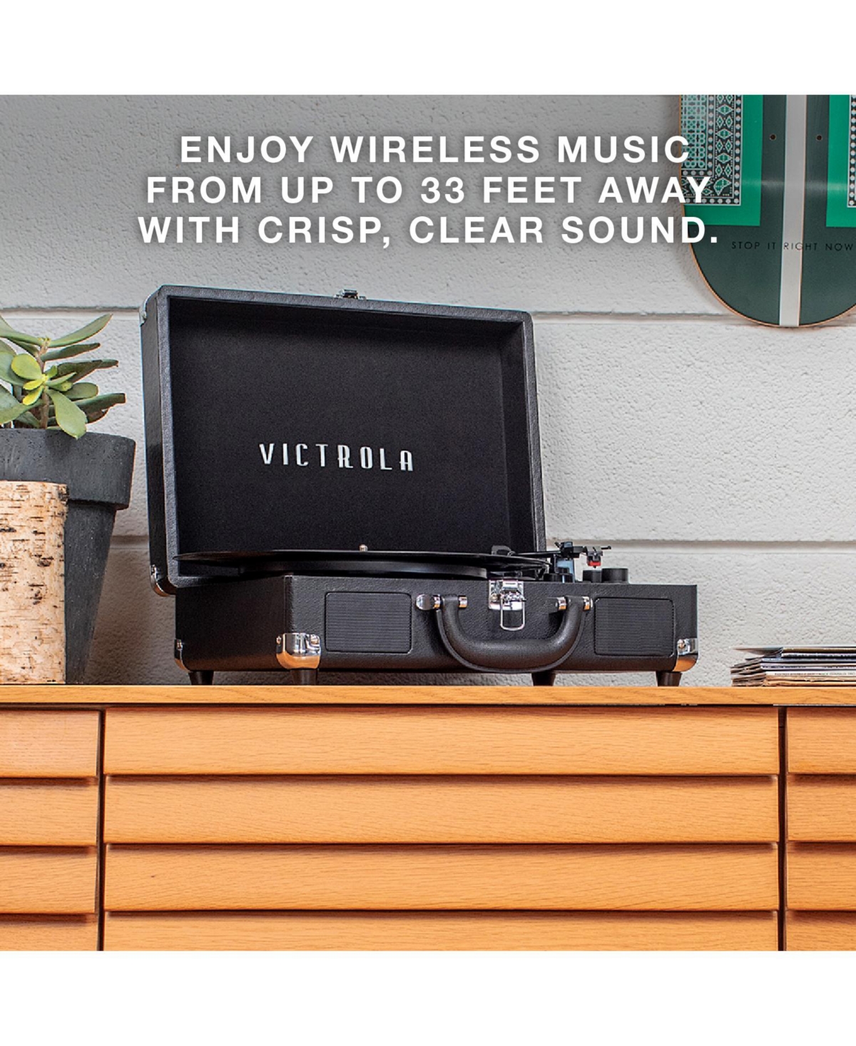 Victrola Journey Bluetooth Suitcase Record Player with 3-speed Turntable, Brown