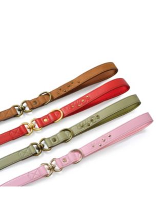 Silver-Powered Freshness Microfiber Suede Dog Collar – Embossed Classic Pattern with Bronze Studs