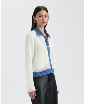 NVLT Women's Denim Cardigan with Fringe