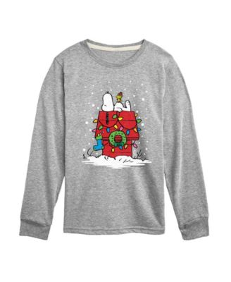 Boys' 8-20 Snoopy Dog House Christmas Lights Graphic Long-Sleeve T-Shirt