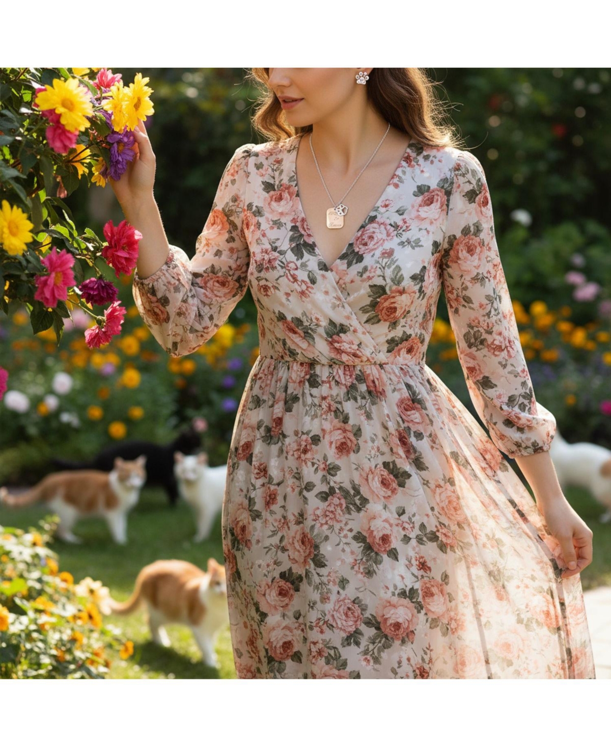 Bling Jewelry Two-Tone Paw Print Dog Tag Rose Gold Plated Pendant Necklace & Cz Accent Bff Stud Earrings Set Sterling Silver