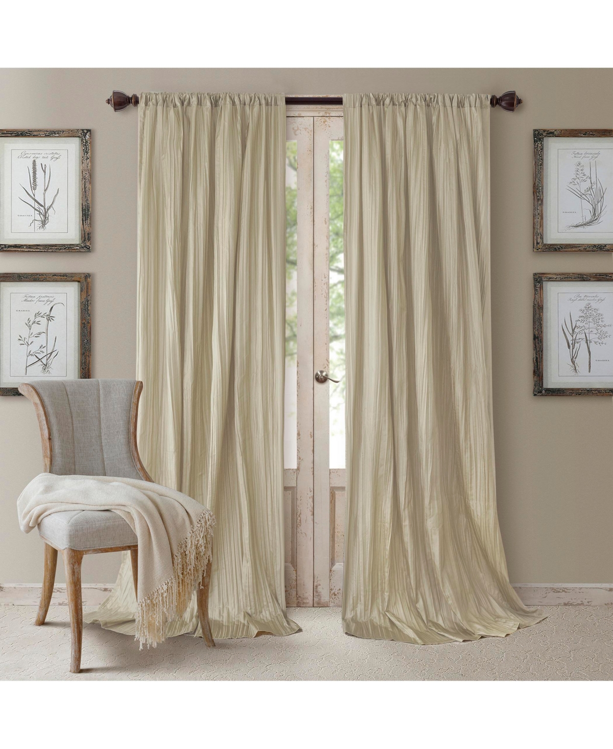 Elrene Athena 52" X 108" Window Panel With Scarf, Set of 3