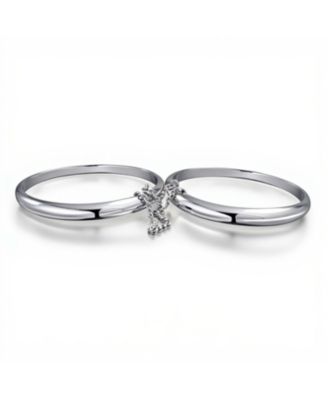 Set of 2 Small Simple Stackable Dome Cuff Bangle Bracelet with Safety Chain Sterling Silver 5 Inch