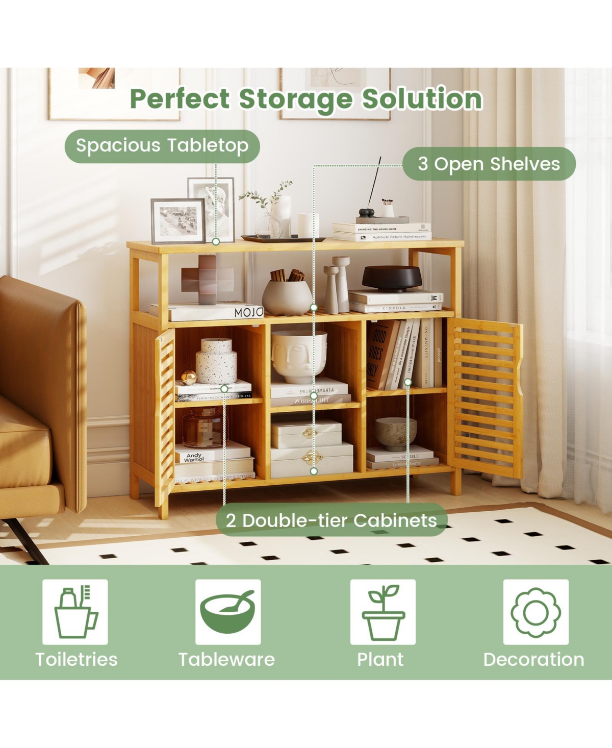 Slickblue Freestanding Wicker Organizer for Bathroom Storage