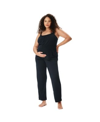 Motherhood Women's Maternity Sleeveless Swing Nursing Cami with Foldover Waistband Pant Sleep Set
