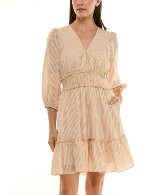 Women's Striped Smocked Waist Pull-On Midi Dress