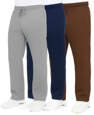 Blue Ice - Men's Ultra Heavyweight Fleece Sweatpants with Open Bottom, 3-Pack