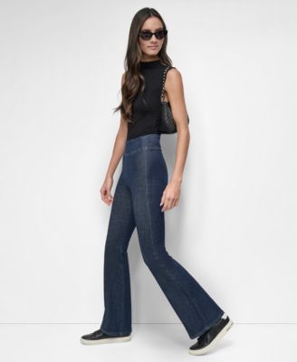 Petite High-Rise Flared-Leg Pull-On Jeans