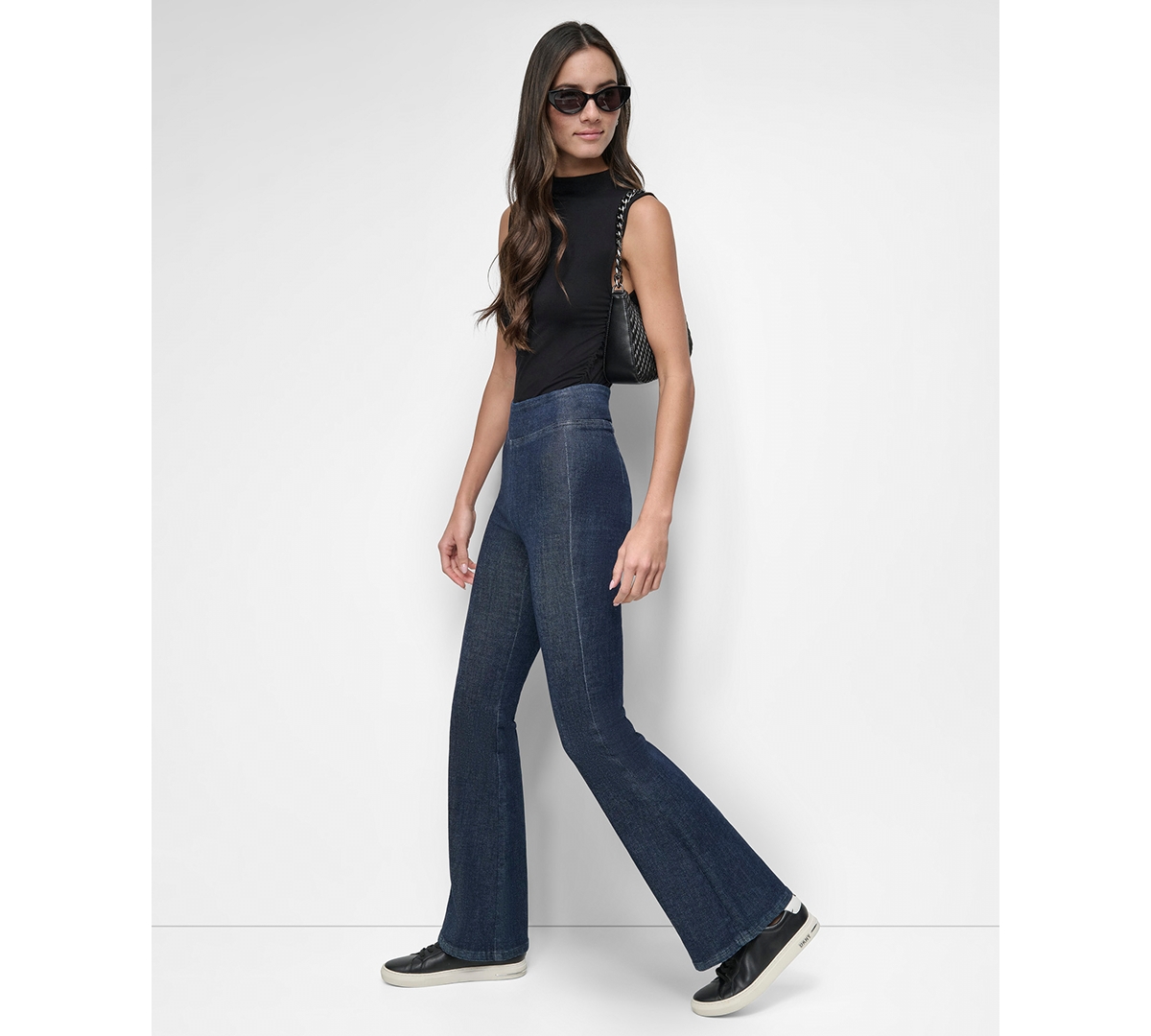 Dkny Jeans Petite High-Rise Flared-Leg Pull-On