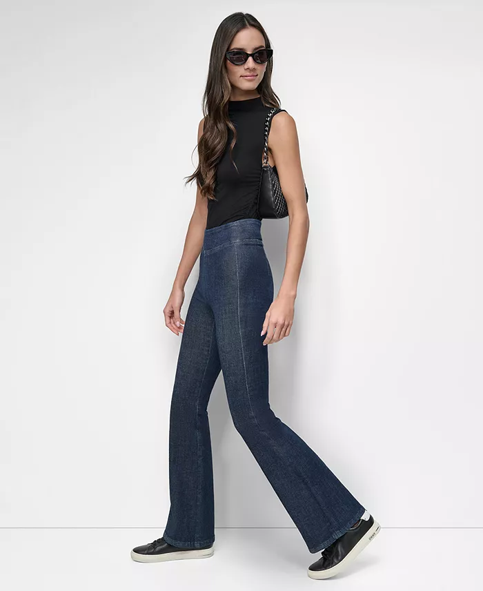 Petite High-Rise Flared-Leg Pull-On Jeans - thumbnail 2