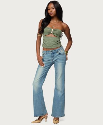 Women's Kalina Cutout Faux Suede Strapless Top