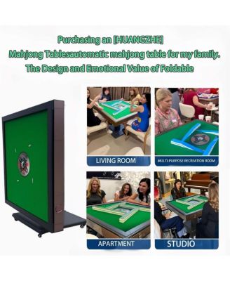 Black Folding Metal Automatic Mahjong Table, Electric Mahjong Table with Quiet Shuffle