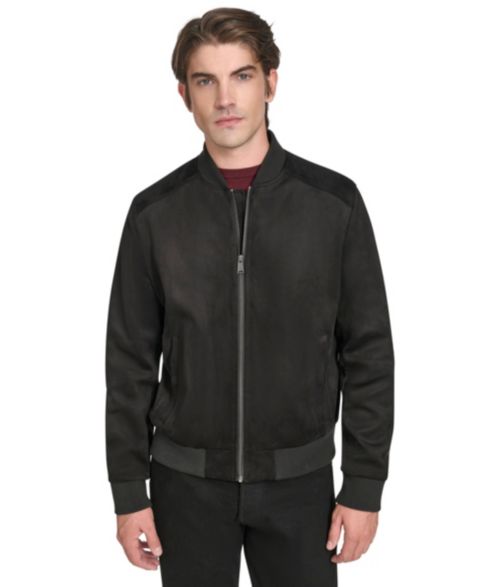 Мужская куртка Cole Haan Faux Suede Bomber, цвет: Чёрный