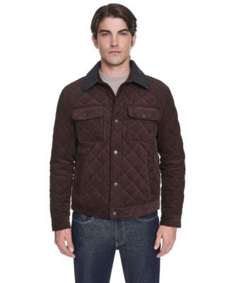 Men's Collared Quilted Button-Front Jacket 