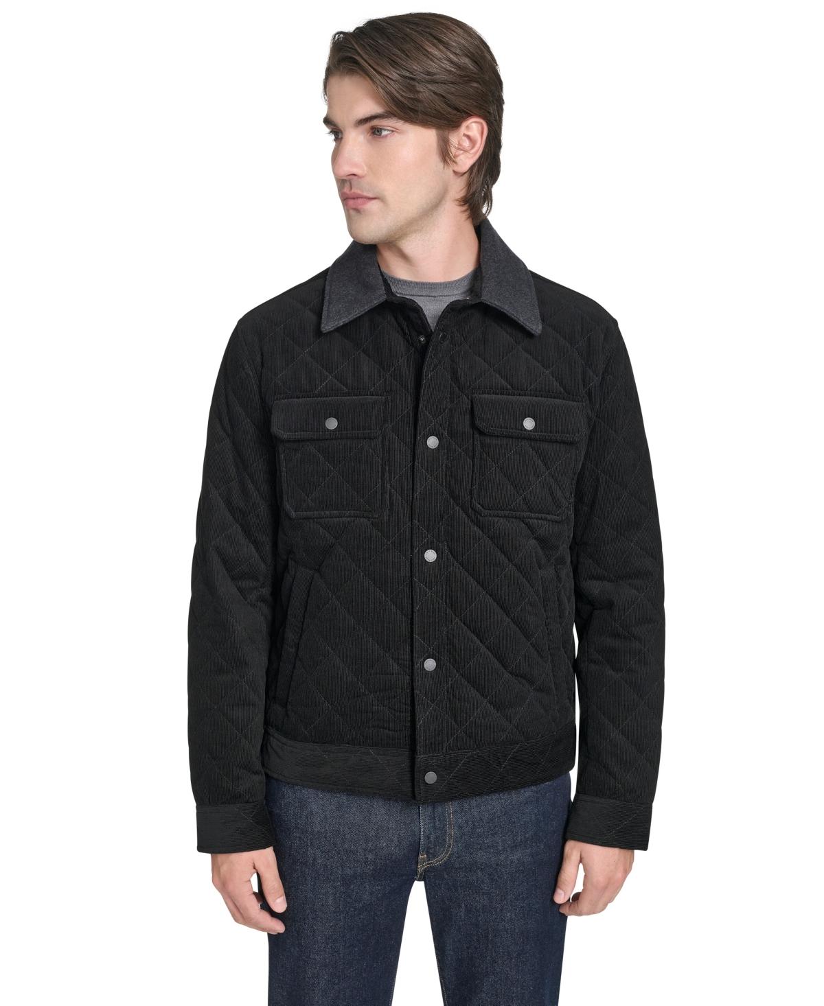Cole Haan Men's Collared Quilted Button-Front Jacket