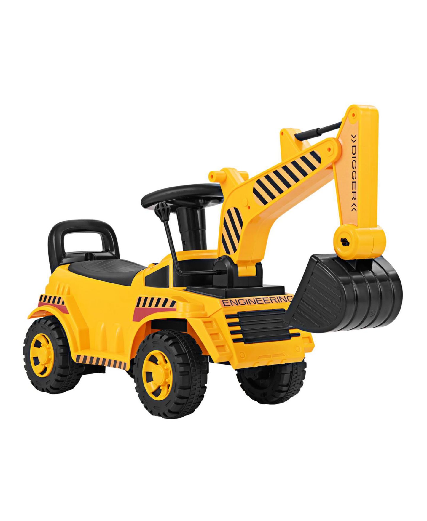 Детская игрушка HONGGE Kids Ride-On Excavator Toy with Adjustable Shovel and Foot-Pedal Control, Ages 1.5+, цвет: Жёлтый чёрный — фото 1