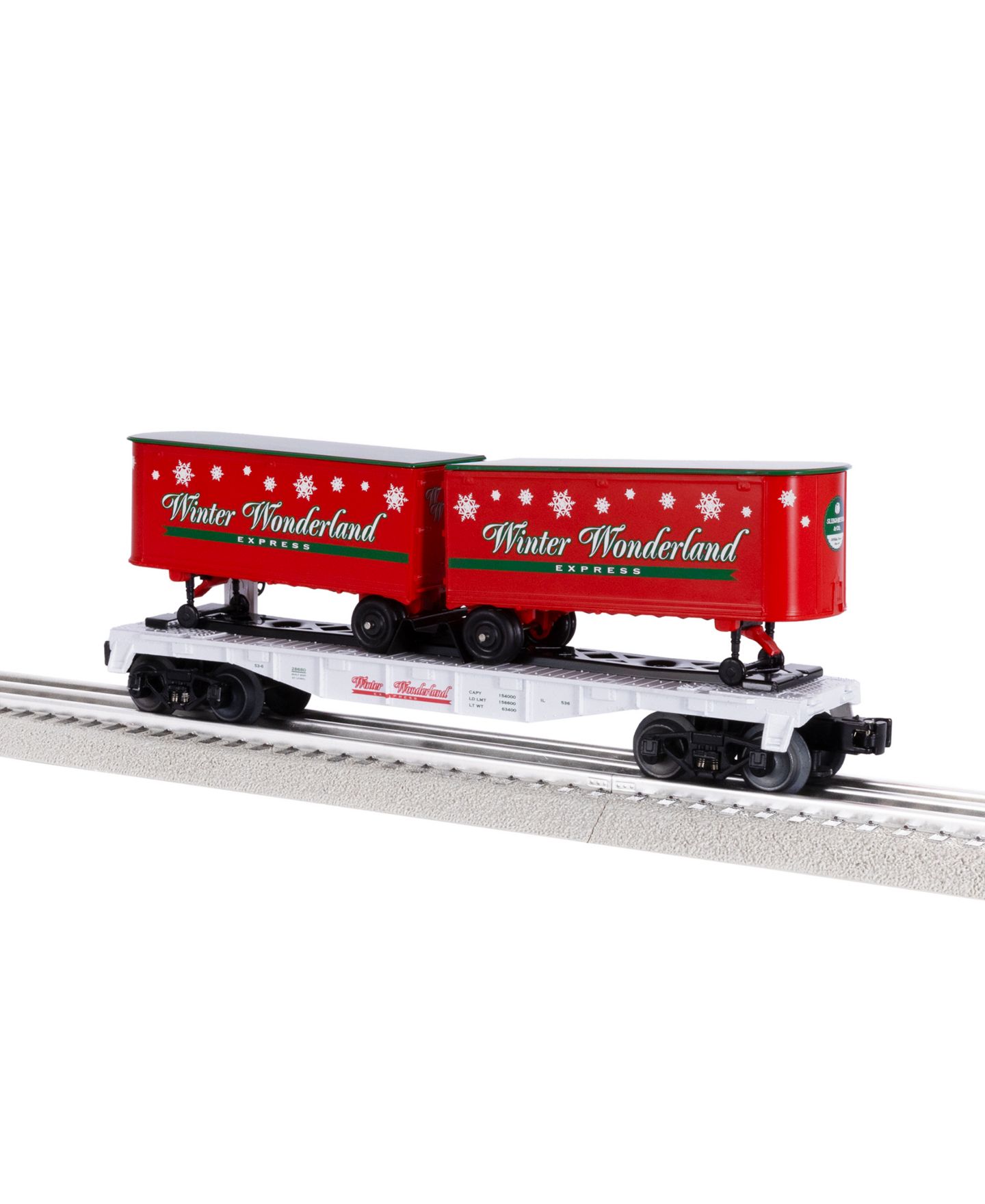 Детская игрушка Lionel O Gauge Winter Wonderland Flatcar With Two Removable Piggyback Trailers — фото 1