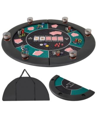 48-Inch Foldable Poker Table Top for 6 Players with Cup Holders and Carry Bag