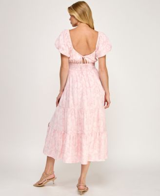 Juniors' Sweetheart Neck Twist Front Midi Dress