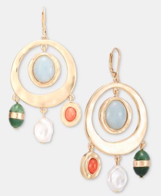 Stone & Imitation Pearl Orbital Drop Earrings, Macy's Exclusive 