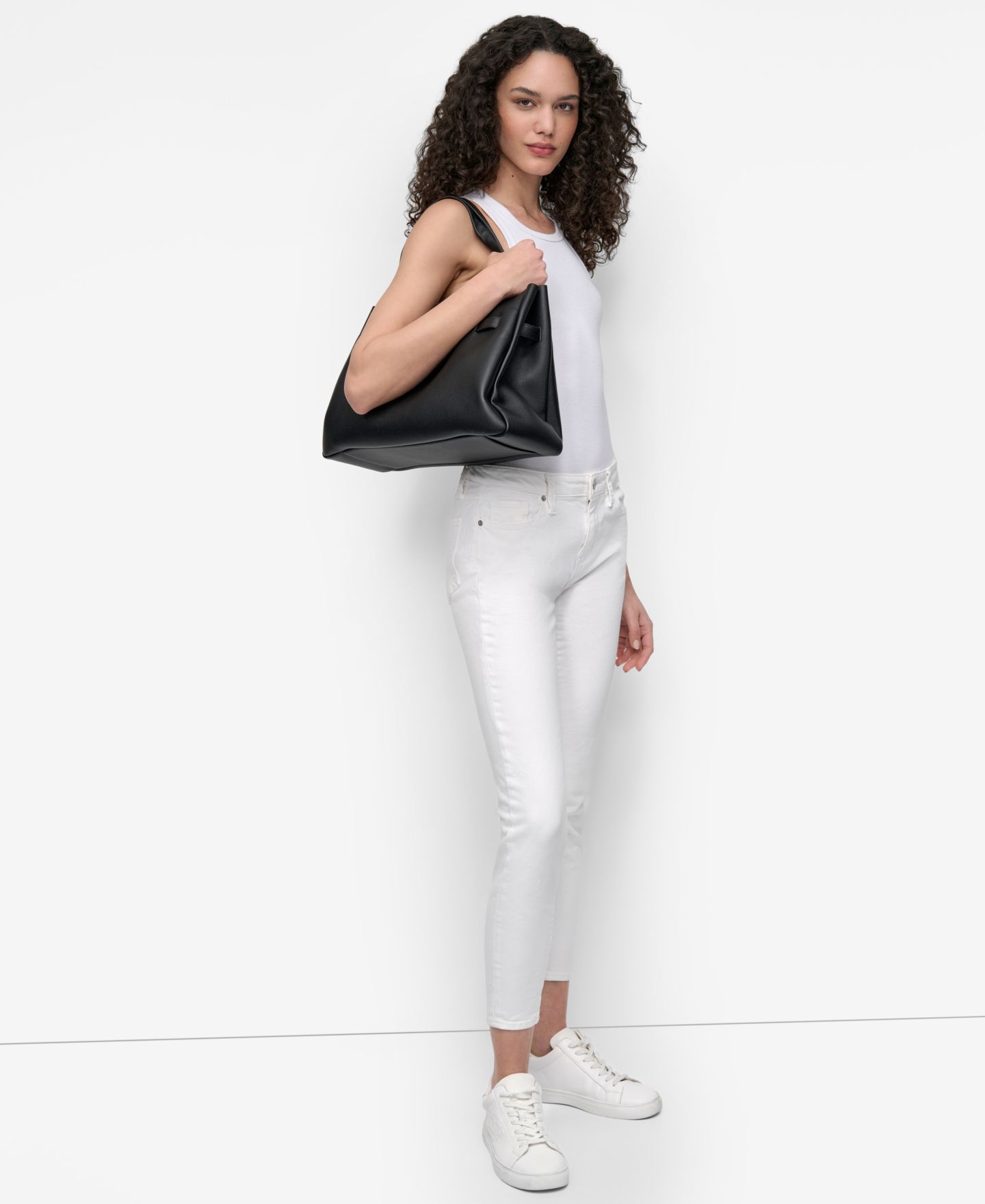 Женская сумка DKNY Bryar Large Satchel Handbag, цвет: Чёрный / Серебряный — фото 4