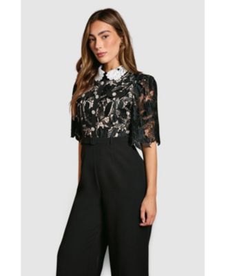 Women's Lace Short-Sleeve Jumpsuit