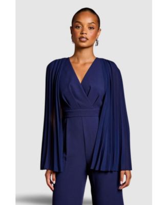 Women's V Neck Pleated Jumpsuit