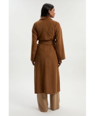 Women's Brushed Wool Wrap Tailored Maxi Coat