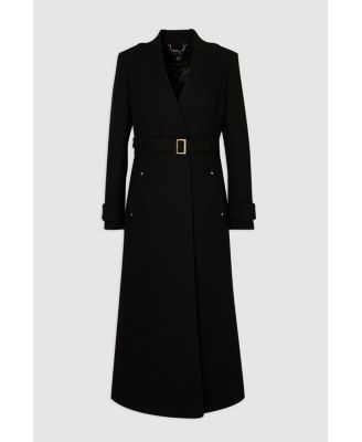 Women's Wool Notch Neck Belted Maxi Coat