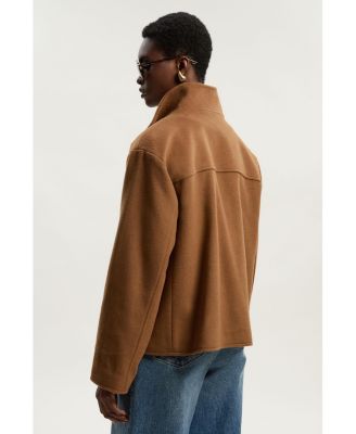 Women's Brushed Wool Funnel Neck Short Coat