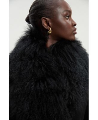 Women's Wool Detachable Collar Midi Coat